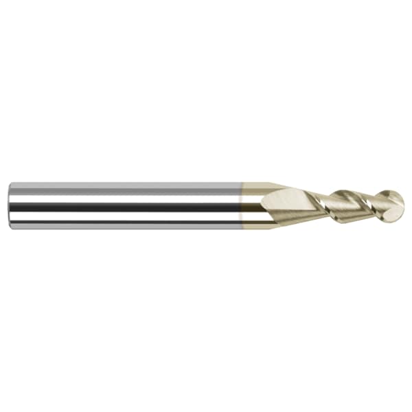 High Helix End Mill for Aluminum Alloys - Ball, 0.0400", Shank Dia.: 1/8"